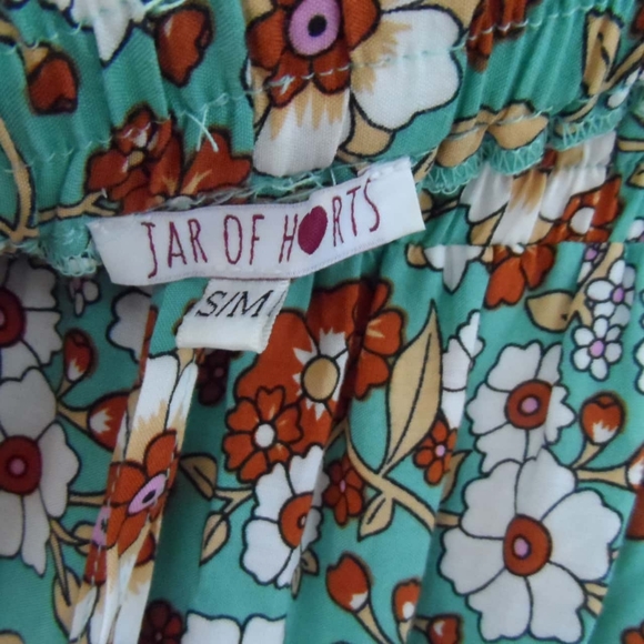 JAR OF HEARTS Boho Lover Aqua Turquoise Floral High Waisted Tiered Maxi Skirt - Picture 15 of 16